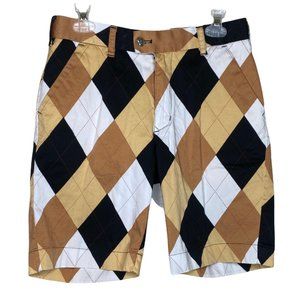 Loudmouth Golf Shorts Diamond Theme Argyle brown black Size 30 Stain